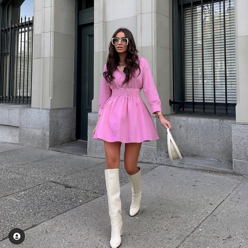 Zara * Pink Mini Poplin Dress  Size XS